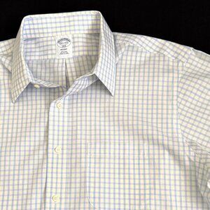 Brooks Brothers Regent Mens Dress Shirt 16.5/4-5 Blue/yellow Non Iron NWOT